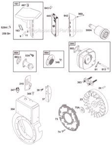 Page E Diagram and Parts List for 19B400  Briggs and Stratton Engine